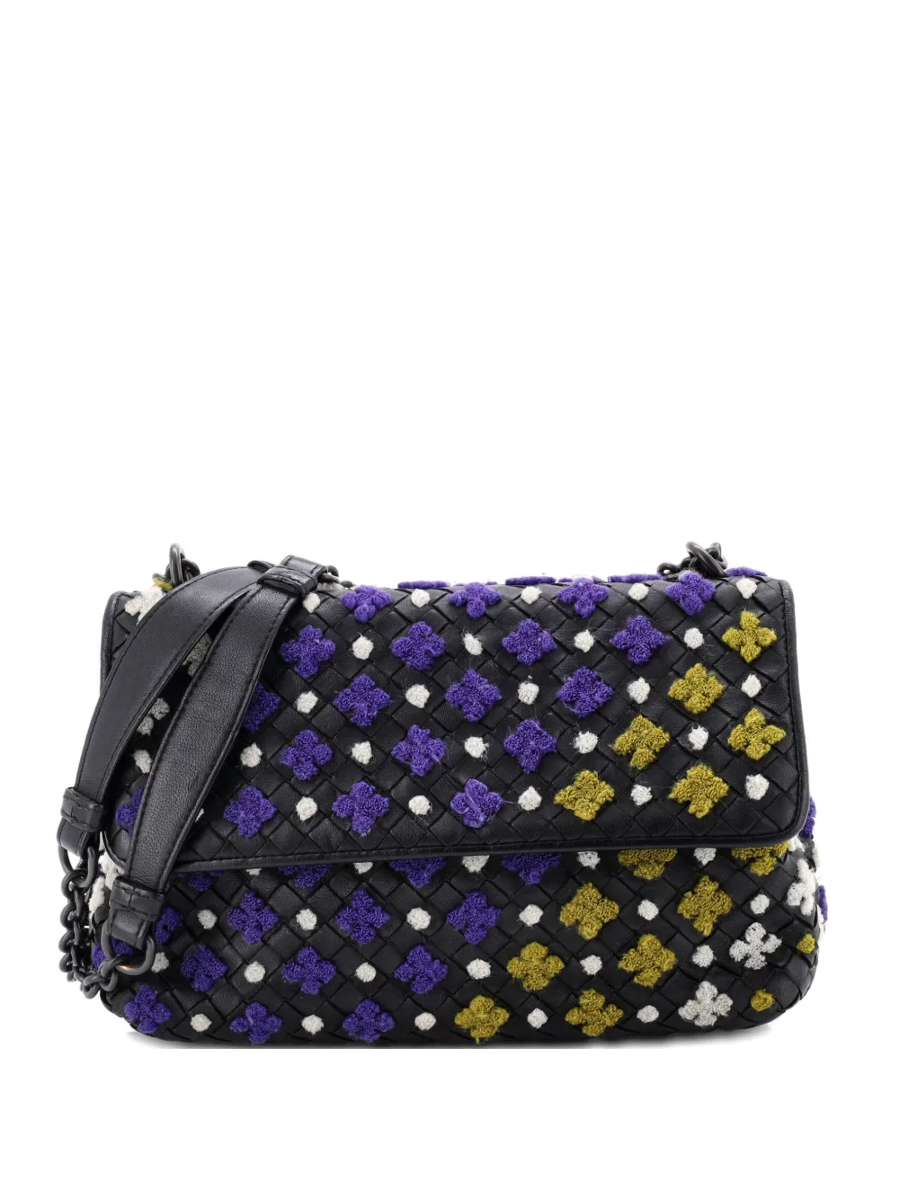 Bottega Veneta Pre-Owned Olimpia Embroidered Intrecciato Nappa Small crossbody bag - Nero