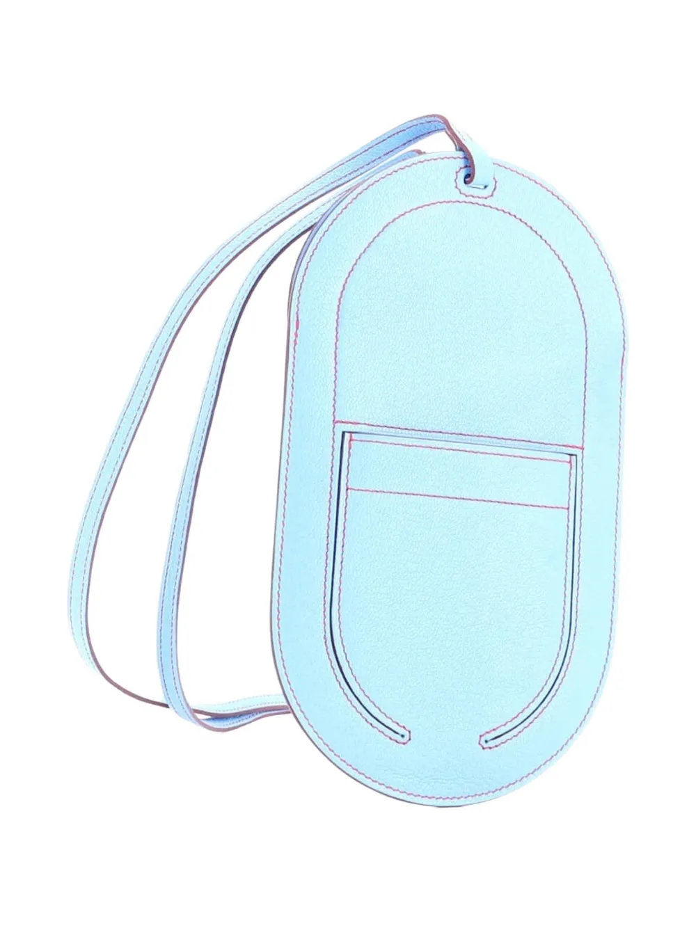 Pre-owned Hermes In-the-loop Phone To Go Case Leather Gm Pouch In Blue