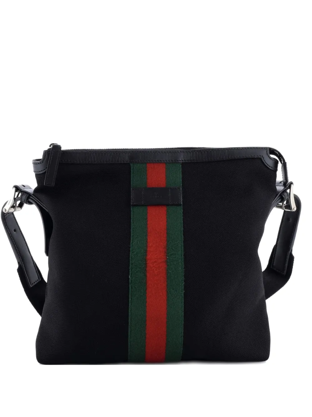 Gucci Pre-Owned Web Messenger Bag Techno Canvas Medium crossbody bag - Nero