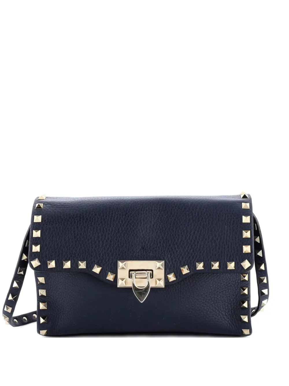 Valentino Garavani Pre-Owned Rockstud Flip Lock Flap Bag Leather Medium crossbody bag - Blau