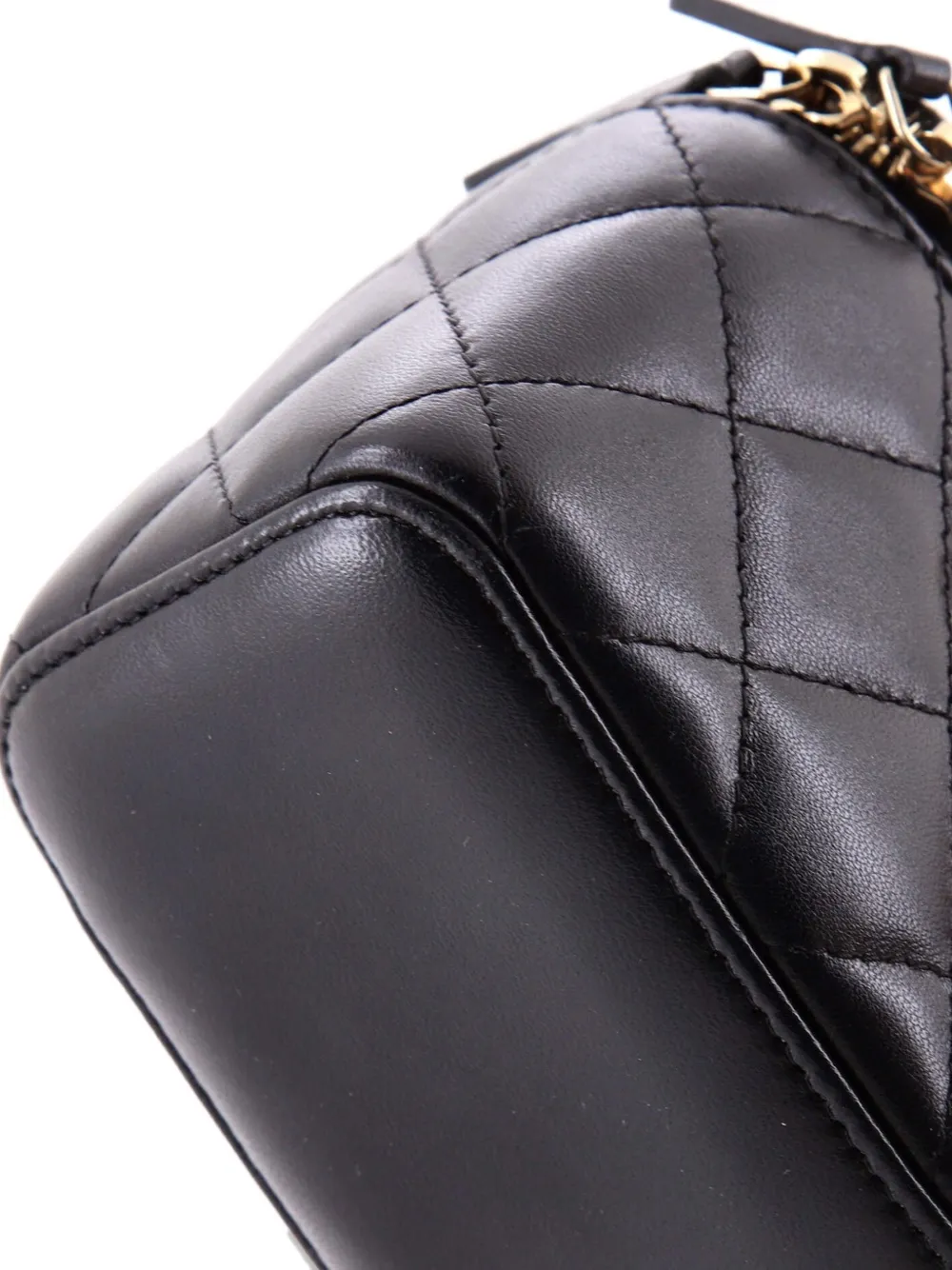 Camellia Bow Vanity Case With Chain Quilted Lambskin Mini Crossbody Bag