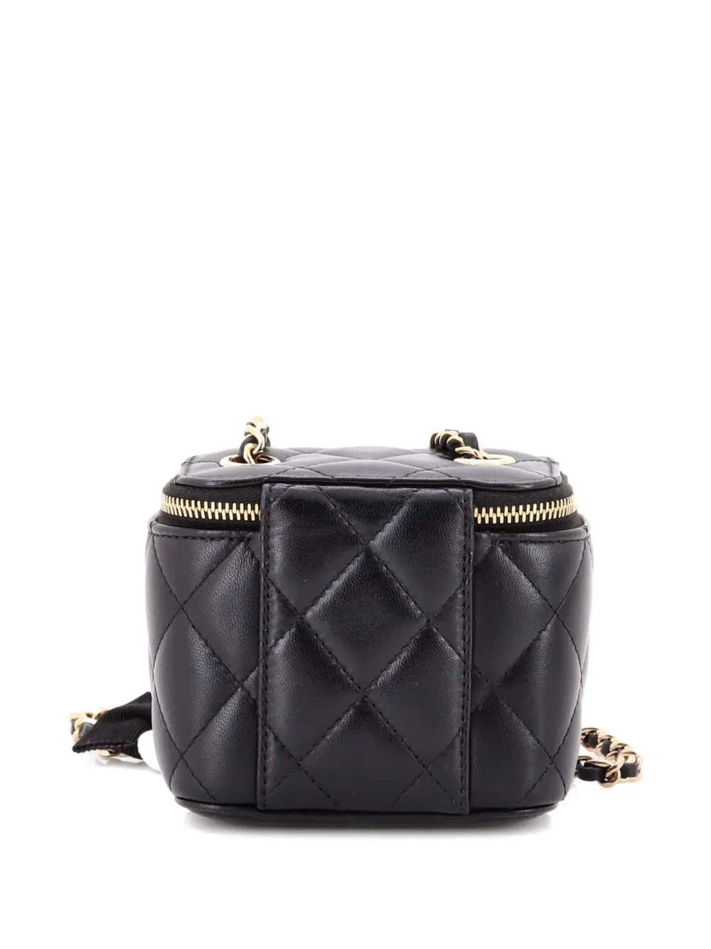 Camellia Bow Vanity Case With Chain Quilted Lambskin Mini Crossbody Bag