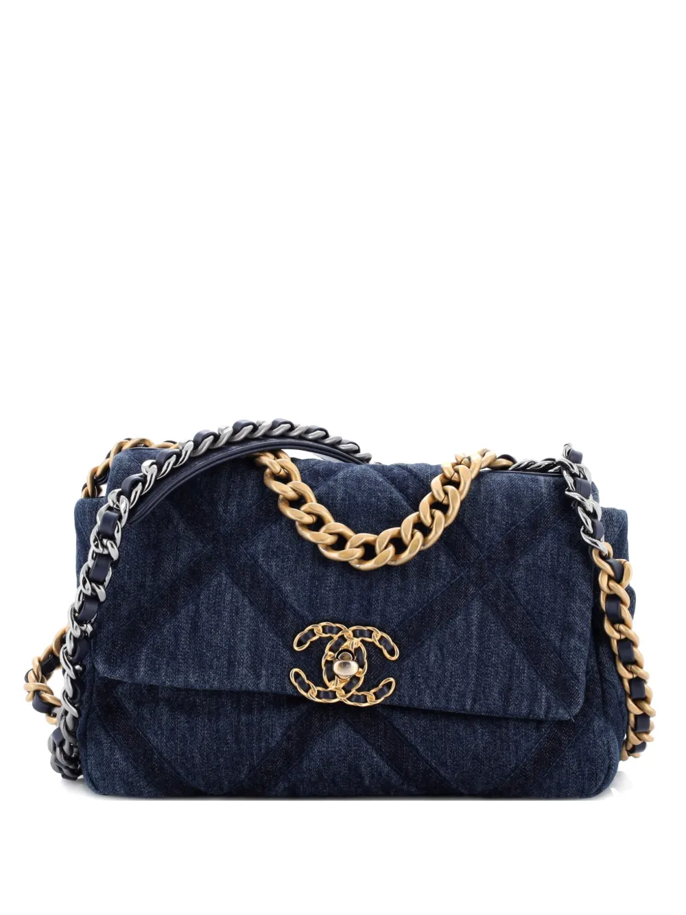 CHANEL Pre-Owned 19 Flap Bag Quilted Denim Medium shoulder bag - Blu