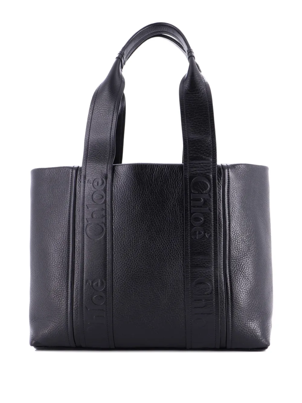 Chloé Pre-Owned Woody Leather Medium tote bag - Nero