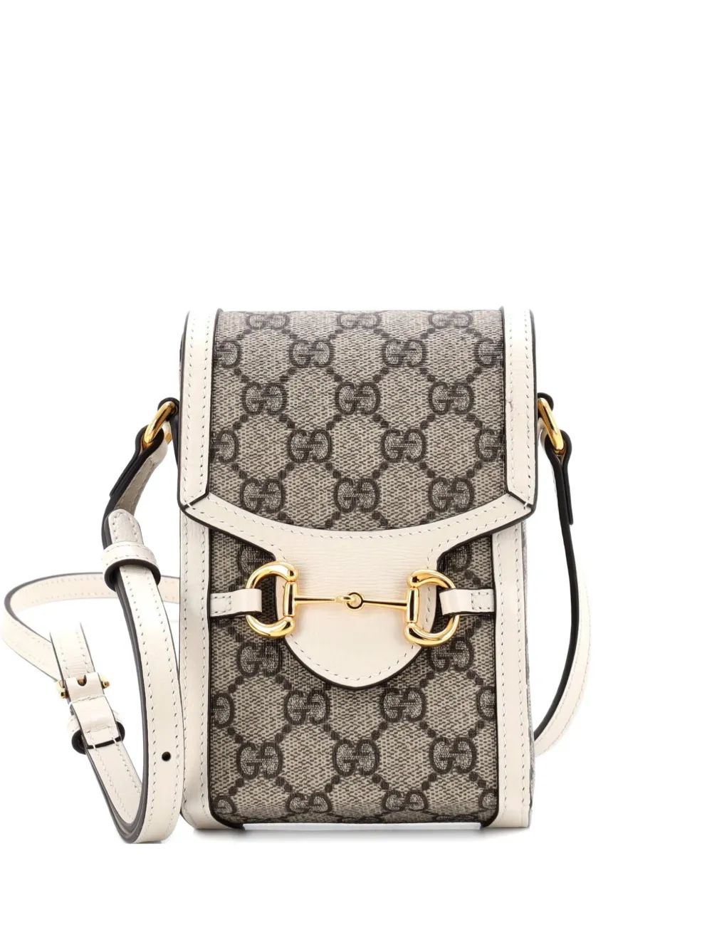 Gucci Pre-Owned Horsebit 1955 GG Coated Canvas with Leather Mini crossbody bag - Braun