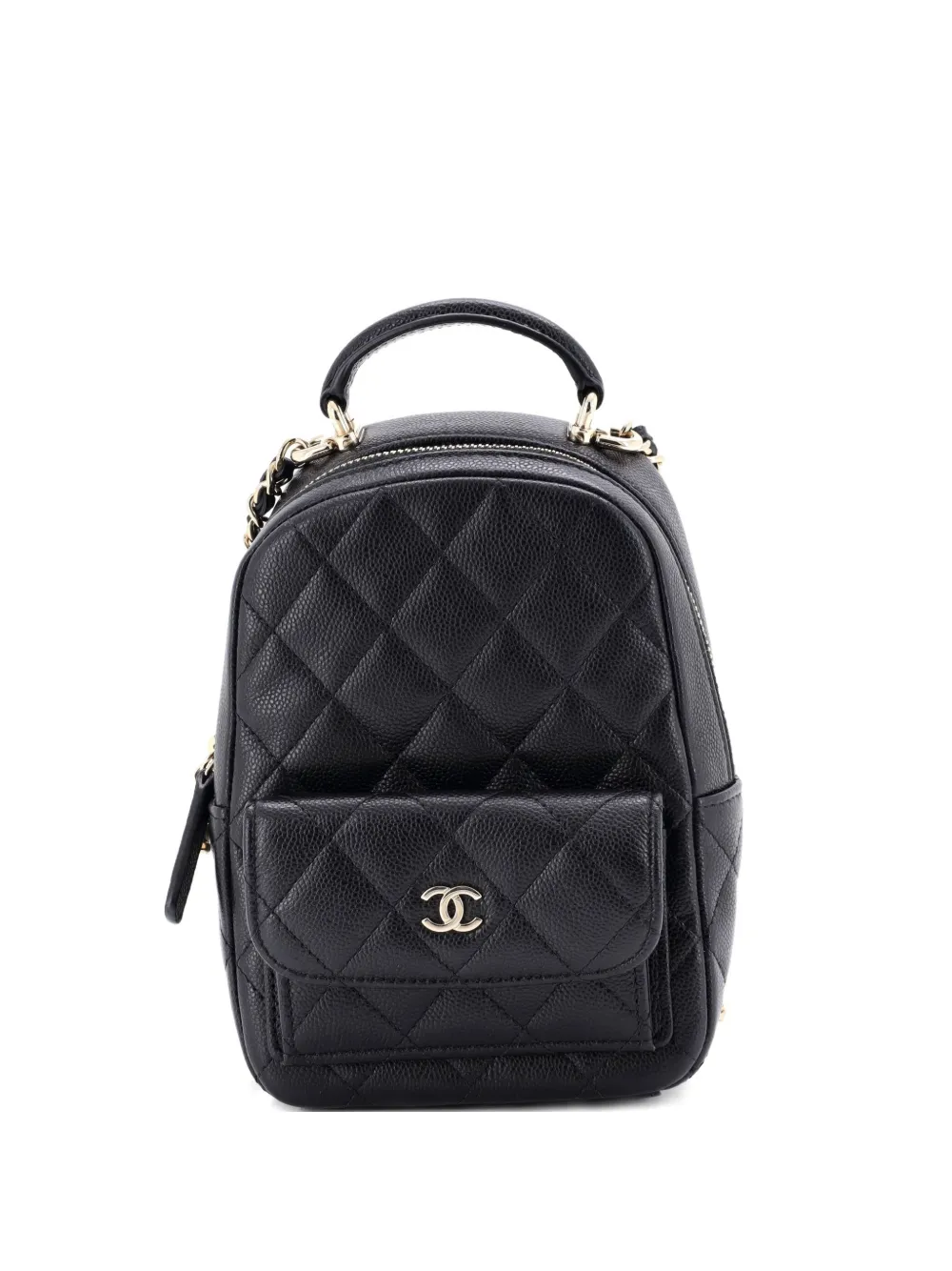 CHANEL Pre-Owned Classic CC Chain Pocket Quilted Caviar Mini backpack - Nero