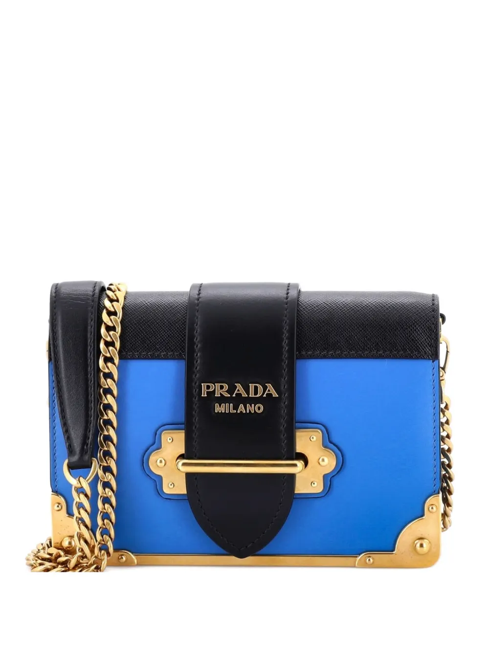 Prada Pre-Owned Cahier Chain City Calf and Saffiano Small crossbody bag - Blu