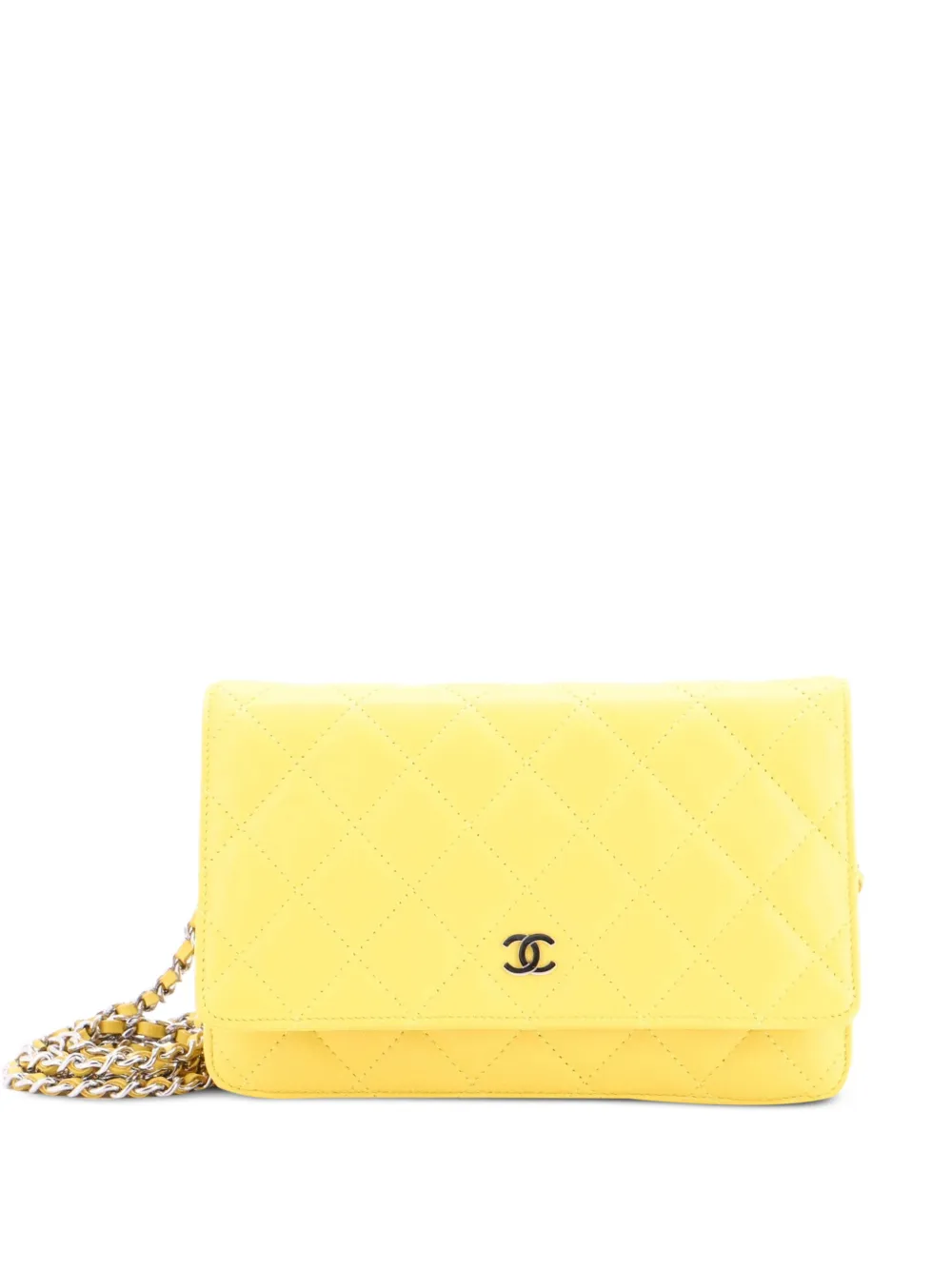 CHANEL Pre-Owned Wallet on Chain Quilted Lambskin crossbody bag - Yellow