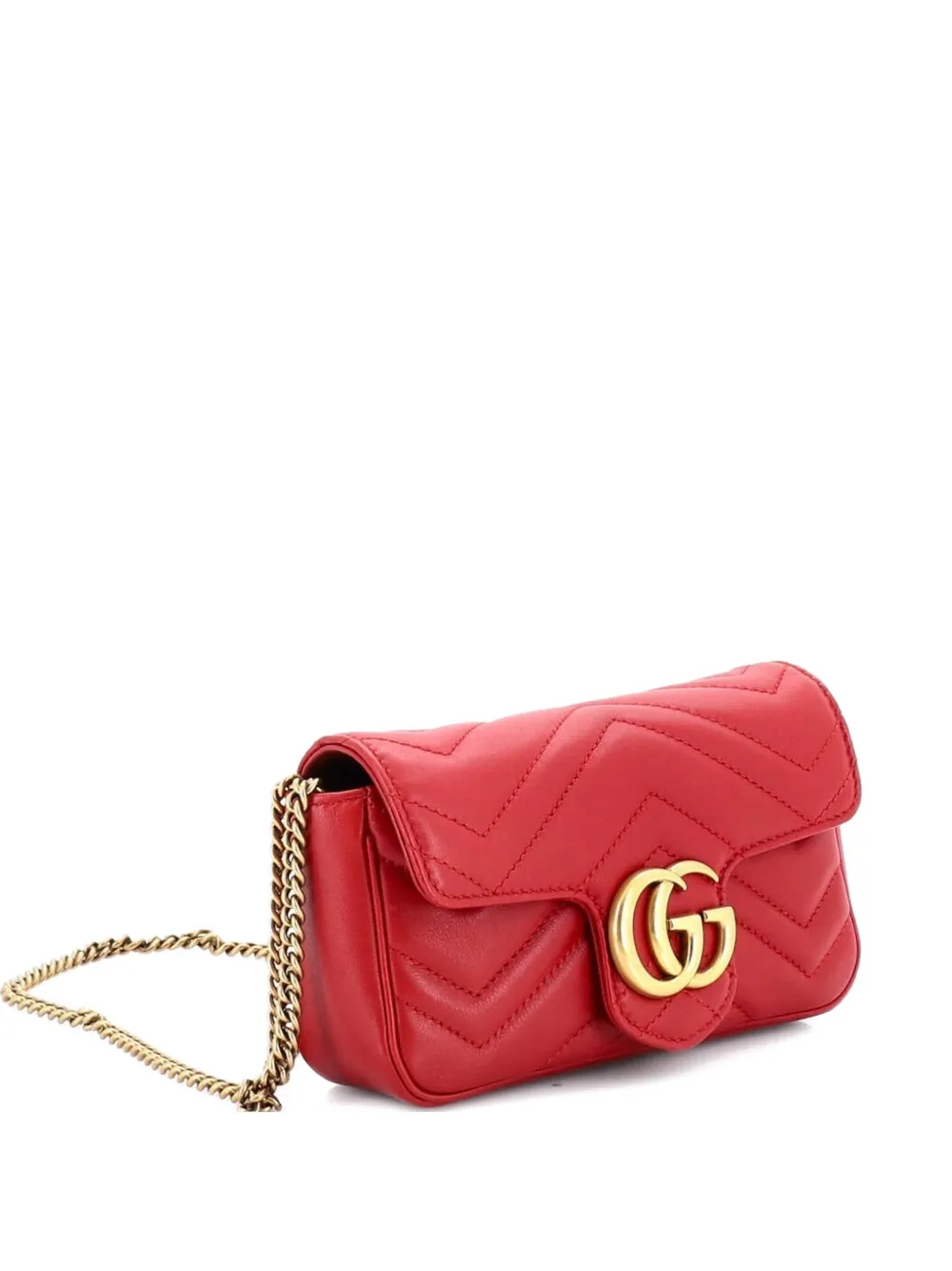 Gucci Pre-Owned GG Marmont Flap Bag Matelasse Leather Super Mini crossbody bag - Rosso