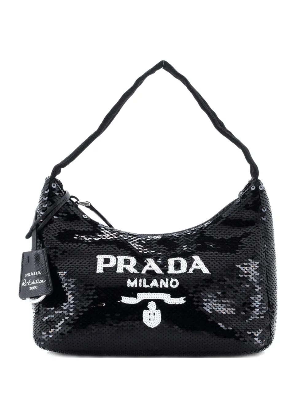 Prada Pre-Owned Re-Edition 2000 Sequins Mini hobo bag - Nero