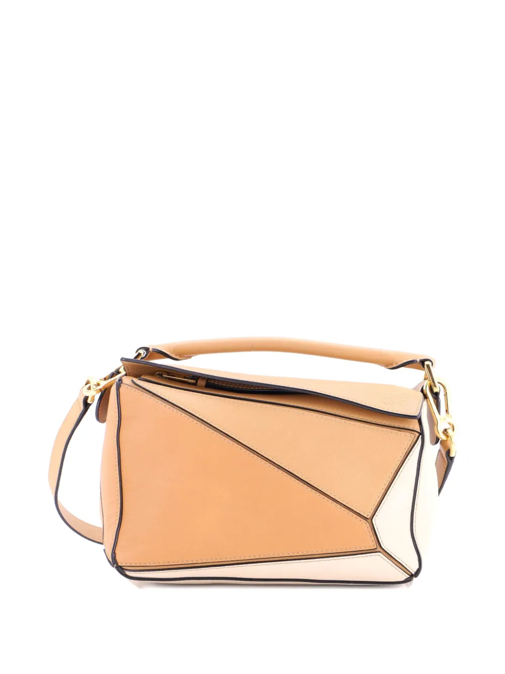 Pre-owned Loewe Puzzle Bag Leather Small Satchel In Brown