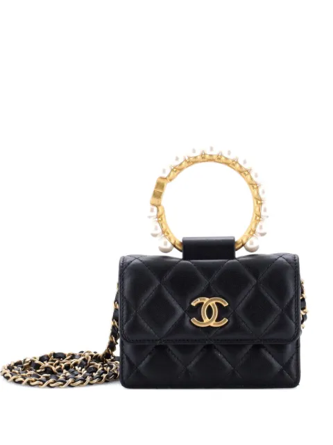 CHANEL Pre-Owned Pearl Crown with Chain Quilted Lambskin clutch bag