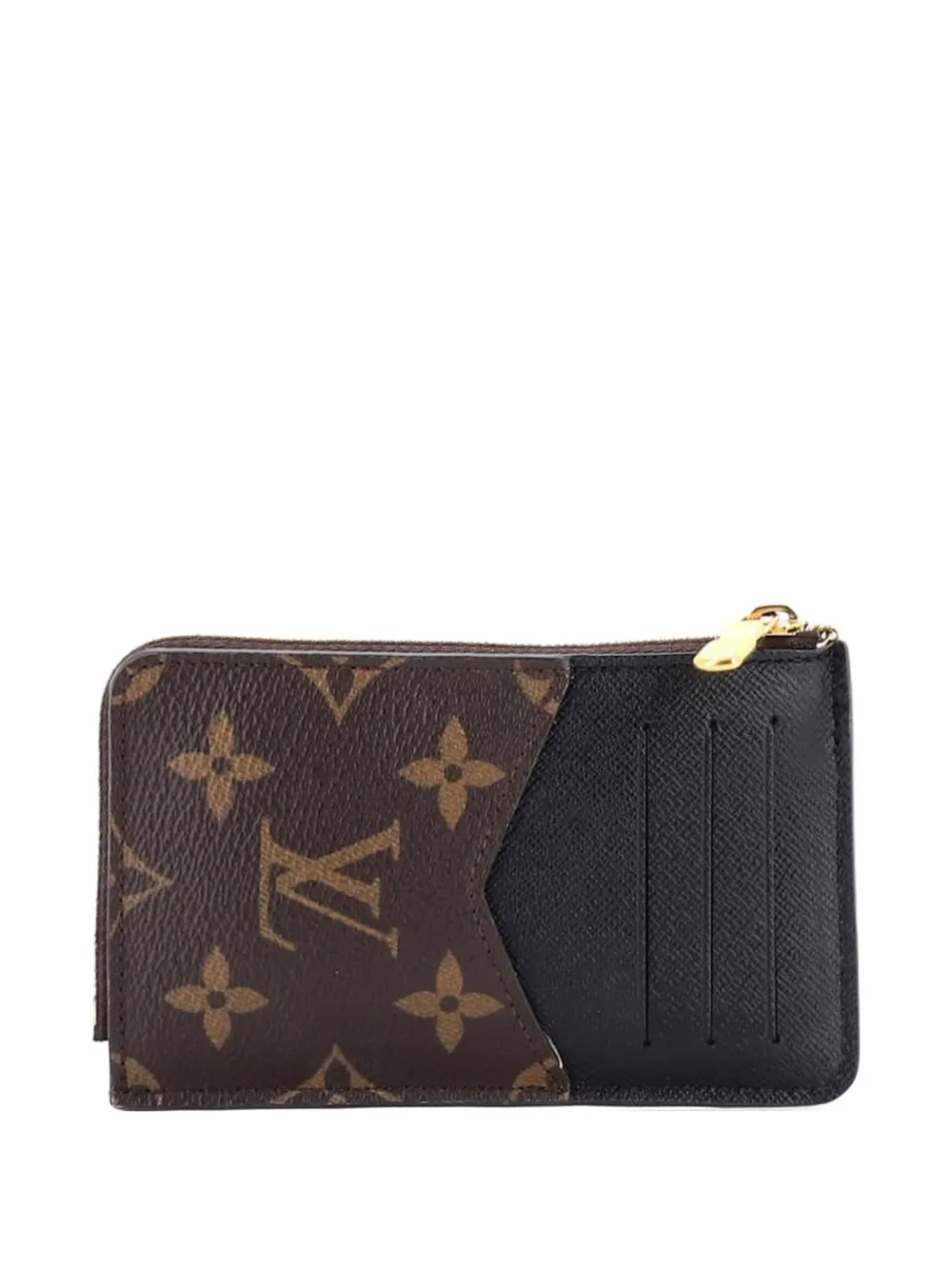 Pre-owned Louis Vuitton Recto Verso Monogram Canvas Card Holder In Black