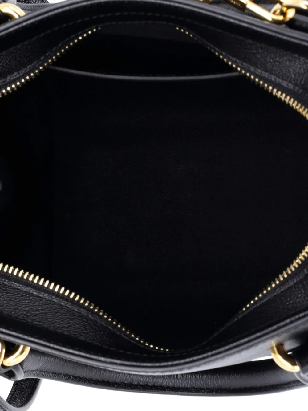 Pre-owned Burberry Banwell Leather And House Check Canvas Mini Tote Bag In Black