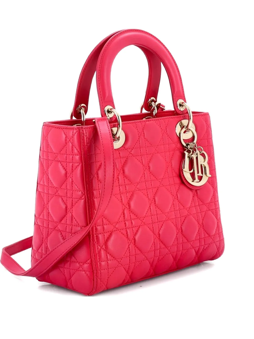 Christian Dior Pre-Owned Lady Dior Bag Cannage Quilt Lambskin Medium satchel - Rosa