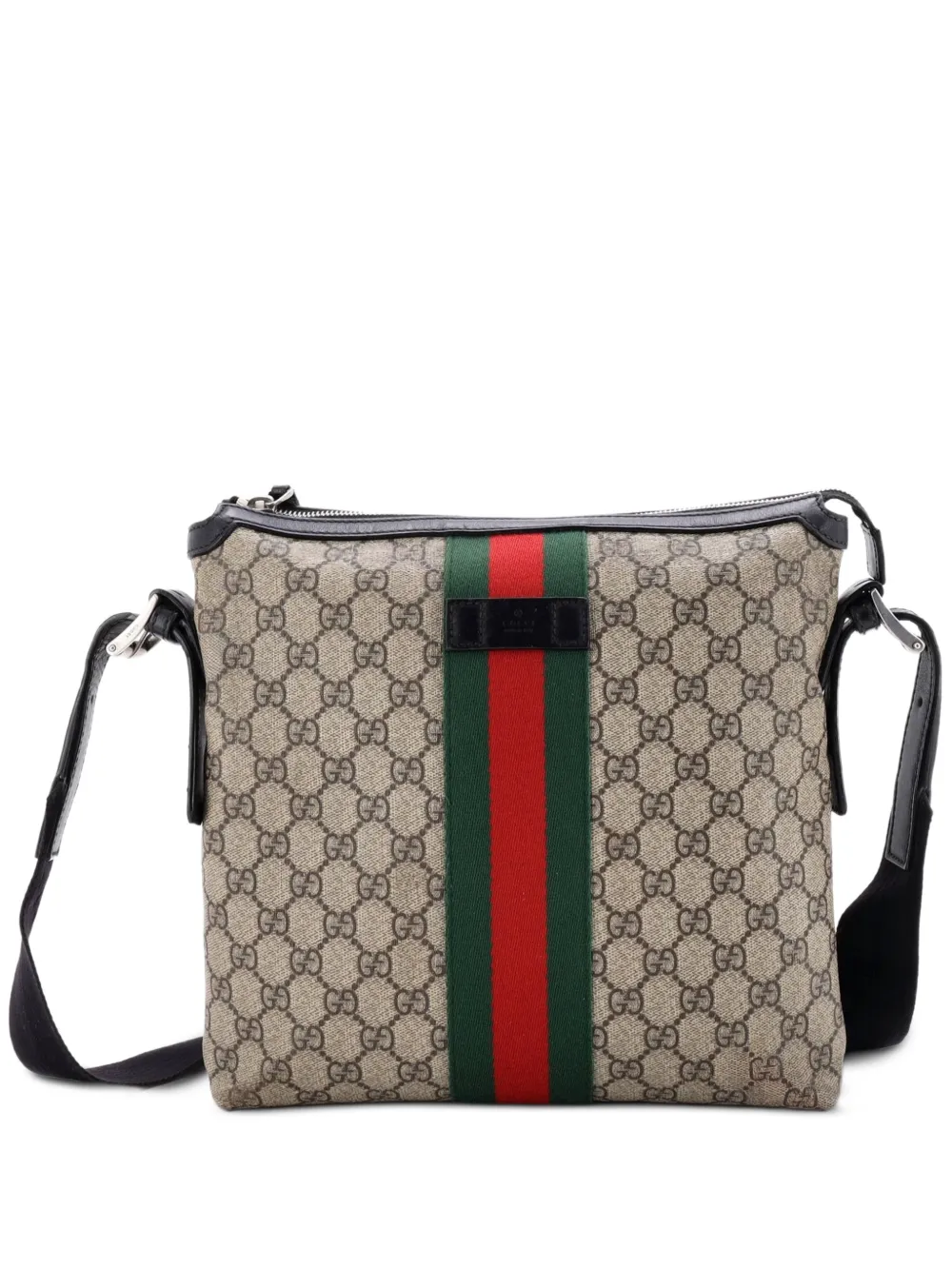 Gucci Pre-Owned Web Messenger Bag GG Coated Canvas Medium crossbody bag - Marrone
