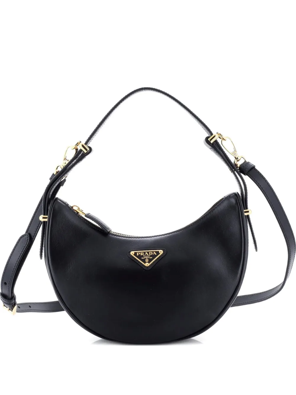 Prada Pre-Owned Arque Half Moon Leather Small hobo bag - Nero