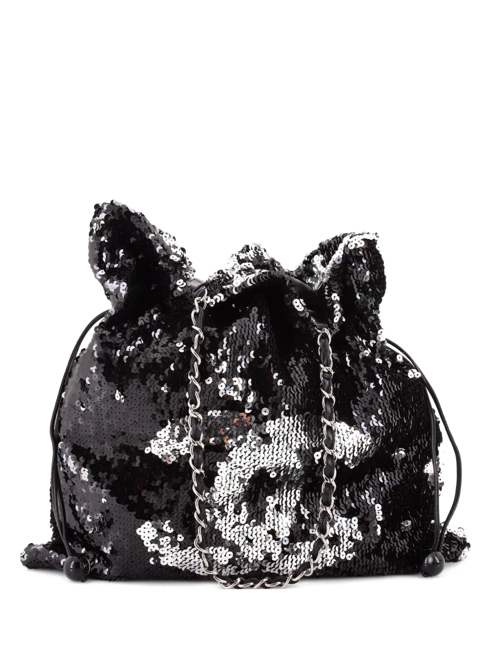 CHANEL Pre-Owned Summer Night Drawstring Tote Sequins Large shoulder bag - Nero