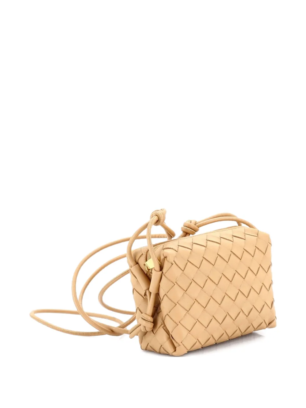 Pre-owned Bottega Veneta Loop Intrecciato Nappa Mini Crossbody Bag In Neutral