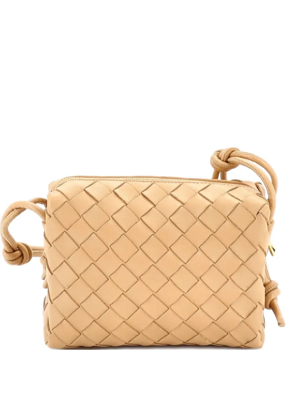 Pre-owned Bottega Veneta Loop Intrecciato Nappa Mini Crossbody Bag In Neutral