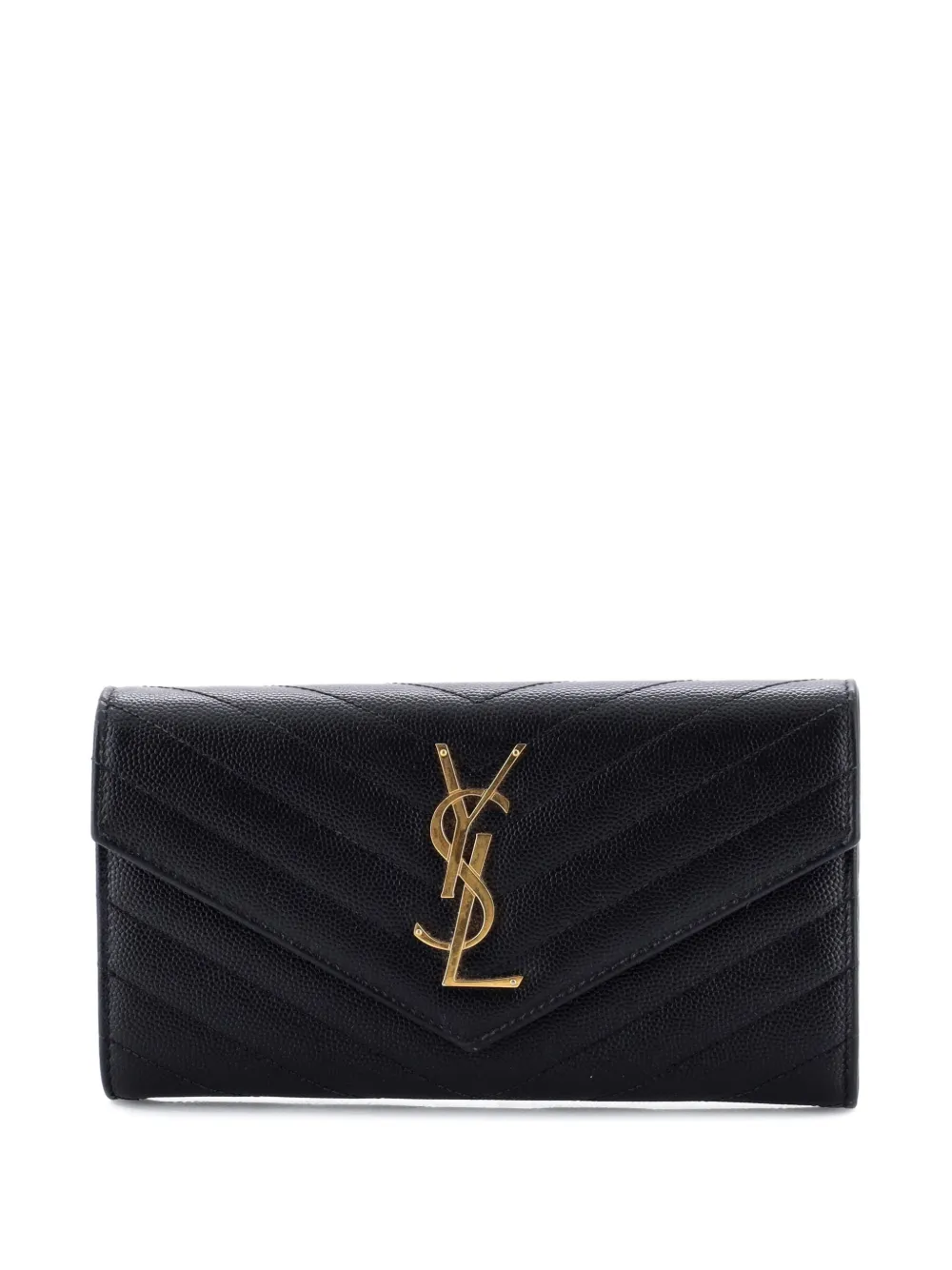 Saint Laurent Pre-Owned Classic Monogram Flap Wallet Matelasse Chevron Leather Large small wallets | Black | Image 1