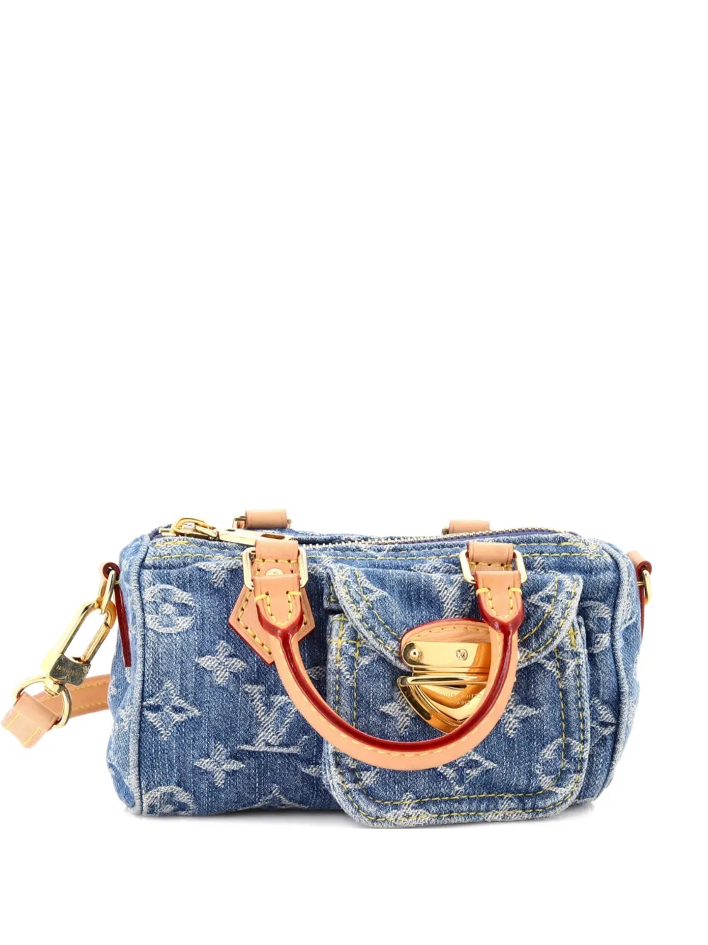 Louis Vuitton Pre-Owned Speedy Bandouliere LV Remix Monogram Denim Nano crossbody bag - Blu
