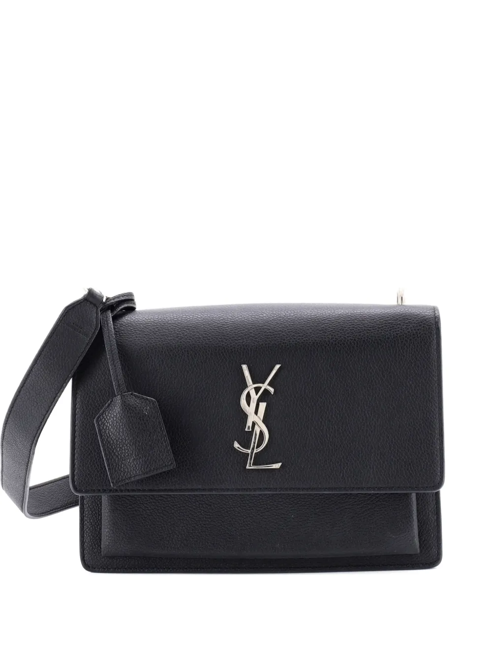 Pre-owned Saint Laurent Sunset Satchel Leather Medium Crossbody Bag In Black