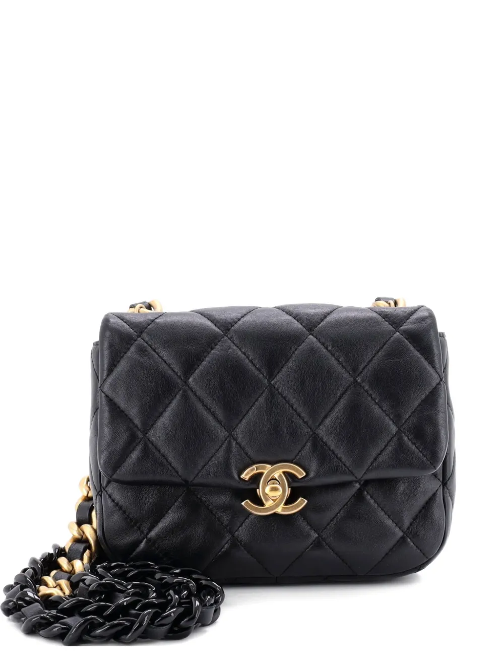 CHANEL Pre-Owned Lacquered Metal CC Flap Bag Quilted Lambskin Mini crossbody bag - Nero