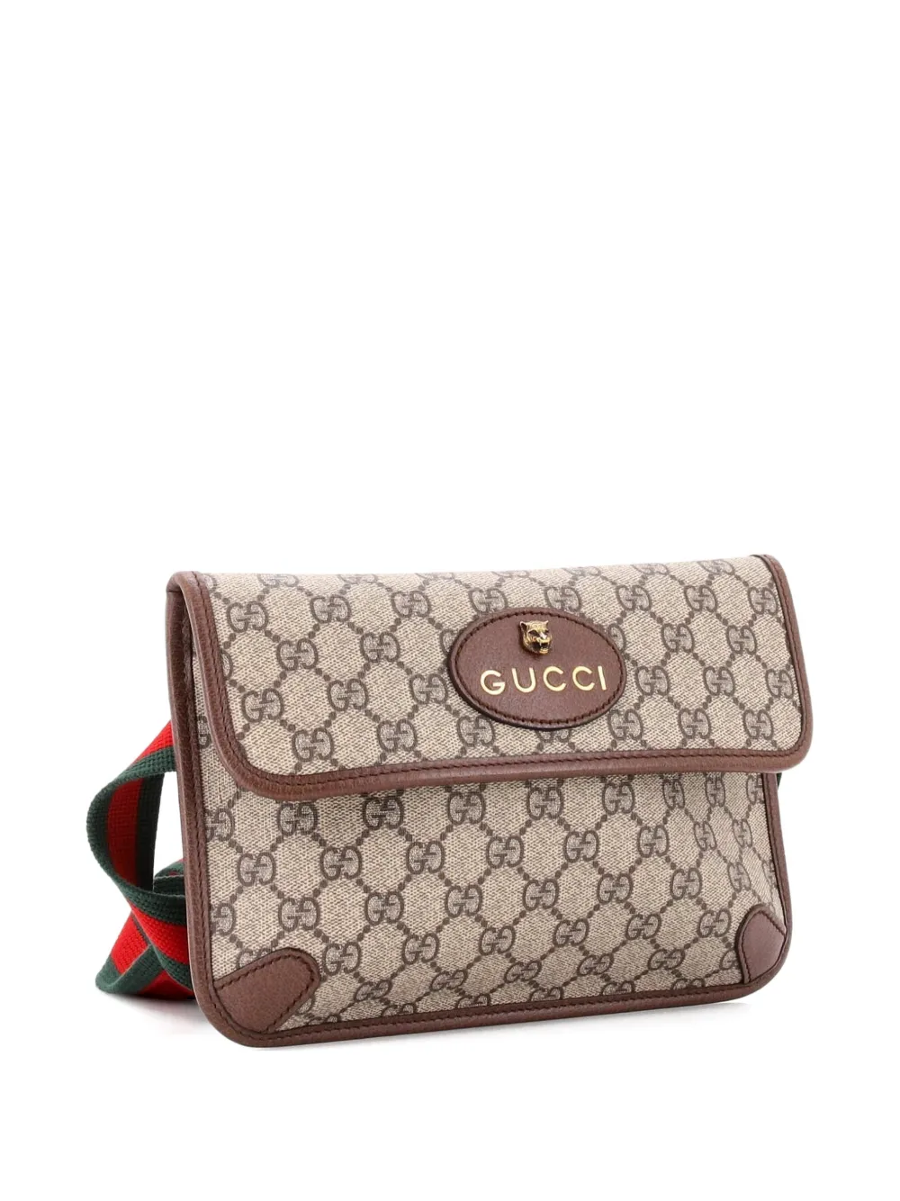 Pre-owned Gucci Neo Vintage Flap Gg Coated Canvas Belt Bag In Brown