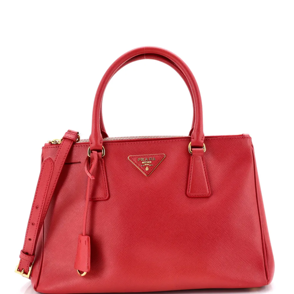 Prada Pre-Owned Double Zip Lux Saffiano Leather Medium tote bag - Rosso