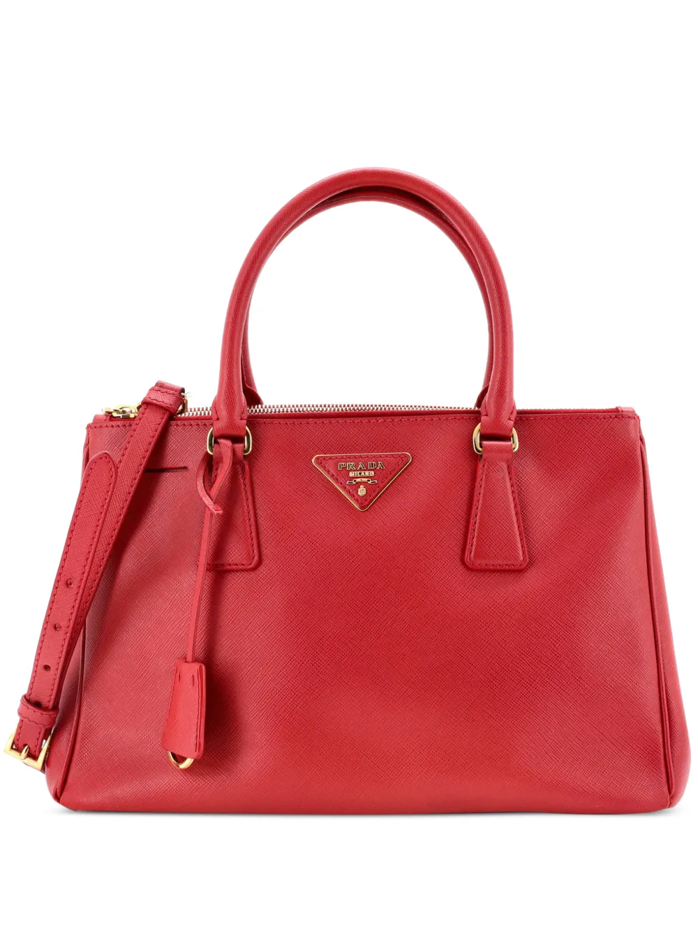 Prada Pre-Owned Double Zip Lux Saffiano Leather Medium tote bag - Rosso