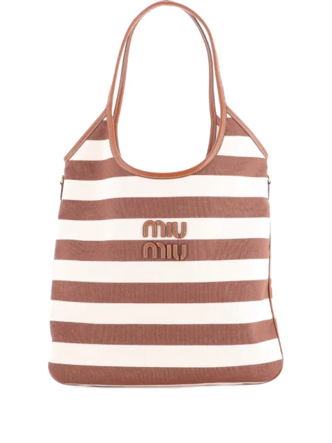 Miu Miu Pre-Owned Ivy Hobo Bag Striped Canvas Tall tote bag