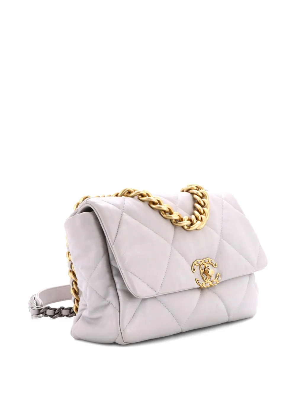 CHANEL Pre-Owned 19 Flap Bag Quilted Leather Large crossbody bag - Grigio