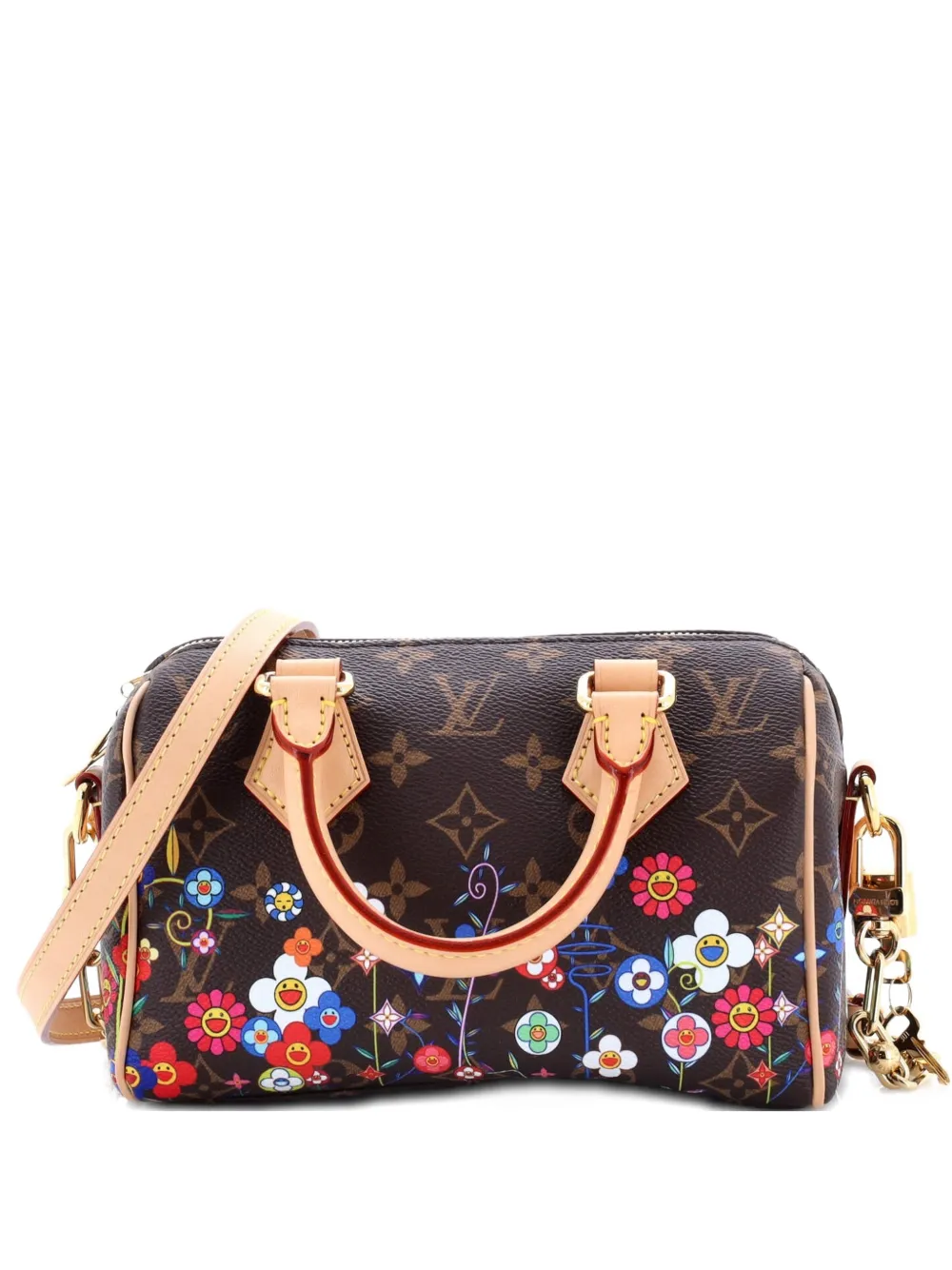 Pre-owned Louis Vuitton X Takashi Murakami Speedy Bandouliere Bag Flowers Monogram Canvas 20 Crossbody Bag In Multi
