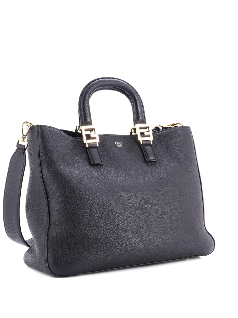 Fendi Pre-Owned Selleria FF Handle Tote Leather Medium satchel | Black | Image 1