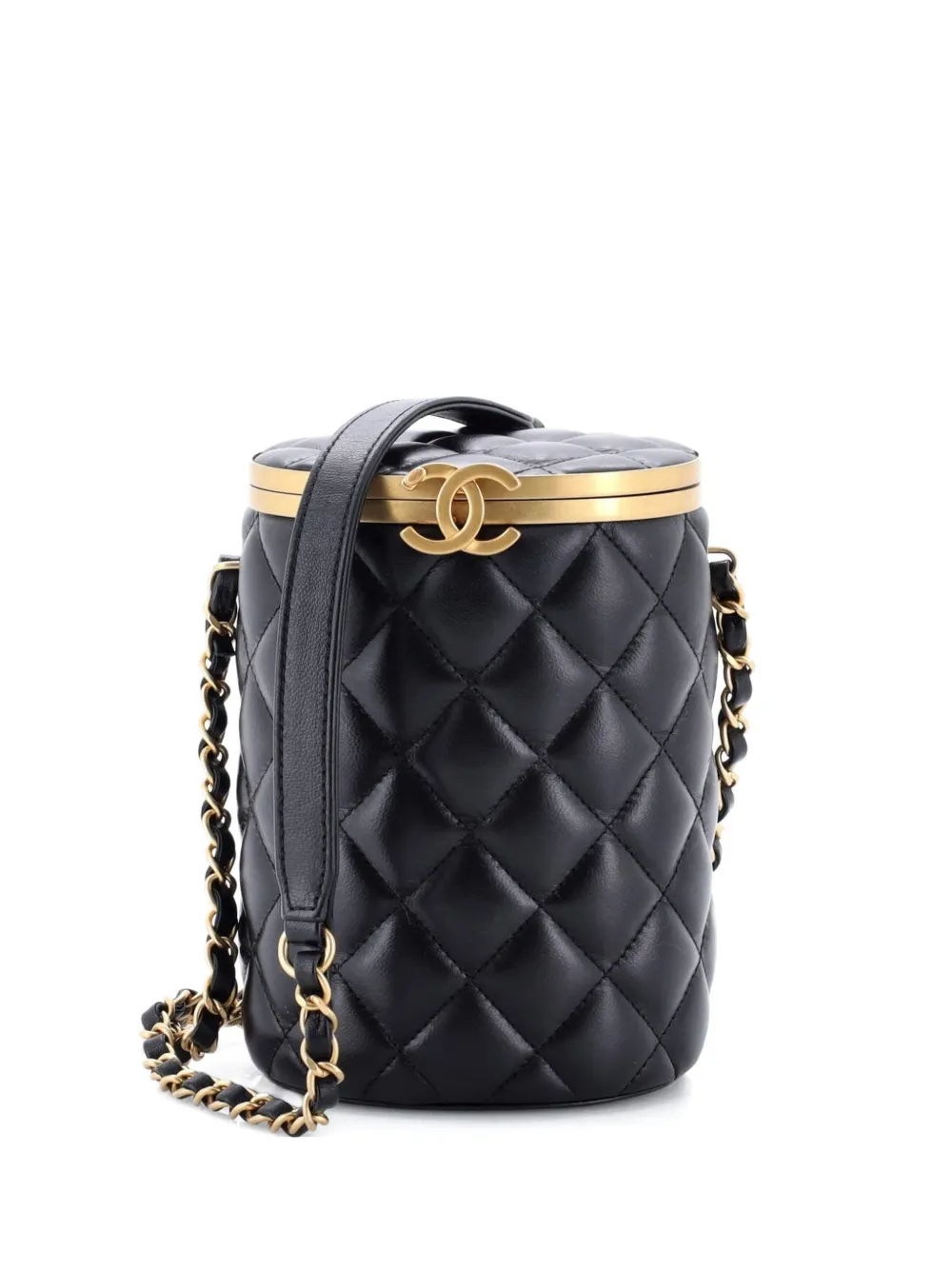 CHANEL Pre-Owned Crown Box Vanity Bag Quilted Lambskin Small crossbody bag - Nero