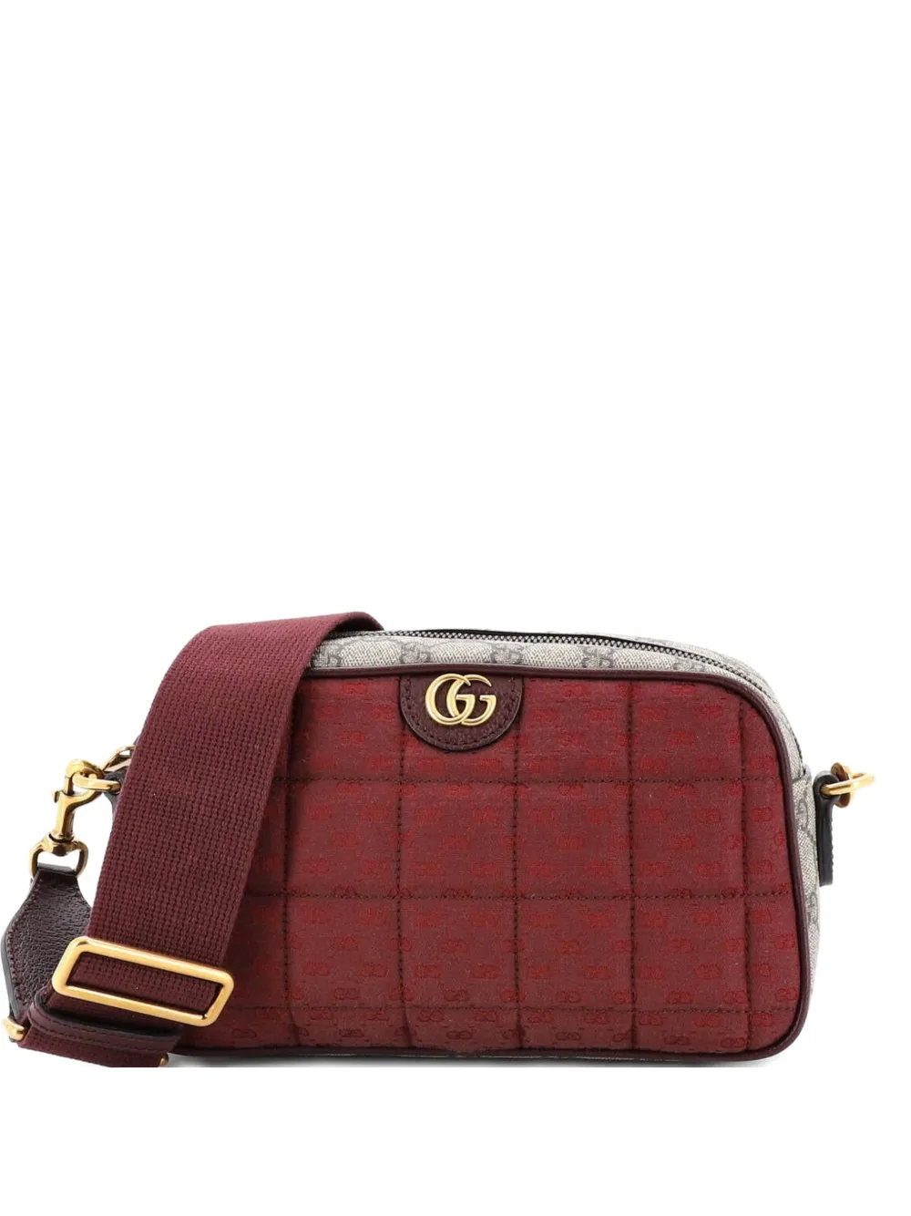 Gucci Pre-Owned Zip GG Coated Canvas and Quilted Mini GG Canvas Small crossbody bag - Rosso