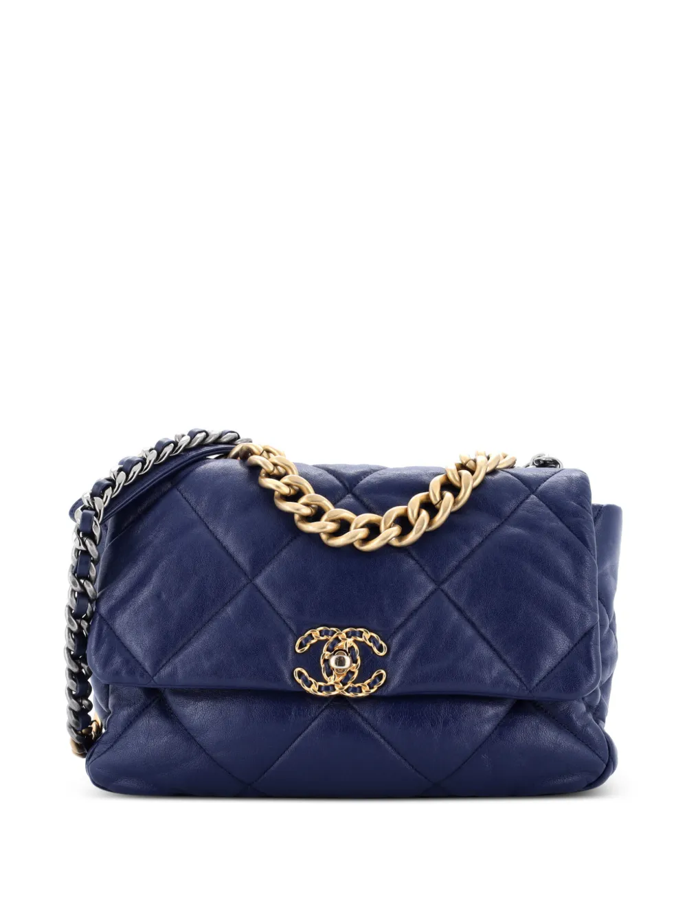 CHANEL Pre-Owned 19 Flap Bag Quilted Leather Large crossbody bag - Blu