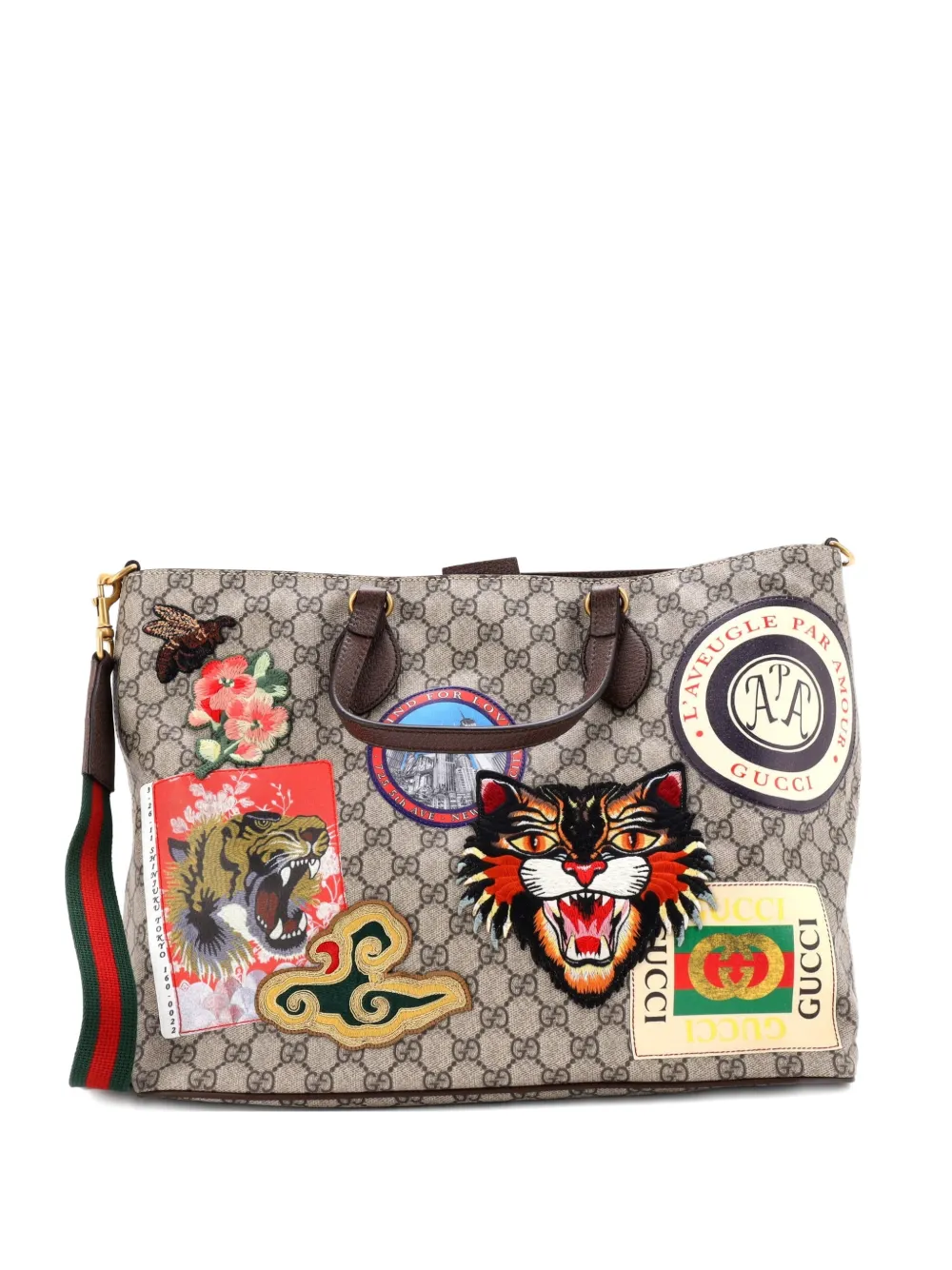 Gucci Pre-Owned Courrier Convertible Soft Open GG Coated Canvas with Applique Large tote bag - Marrone