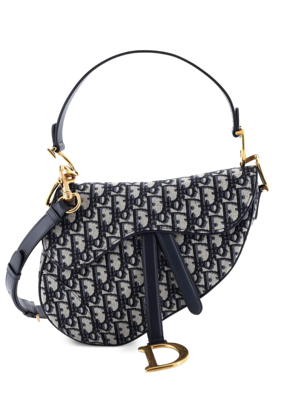 Christian Dior Pre-Owned Saddle Handbag with Strap Oblique Canvas Medium shoulder bag - Blu