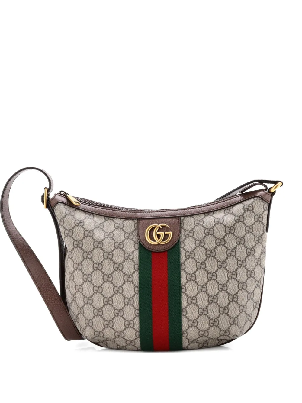 Gucci Pre-Owned Ophidia Half Moon Hobo GG Coated Canvas Small crossbody bag - Marrone