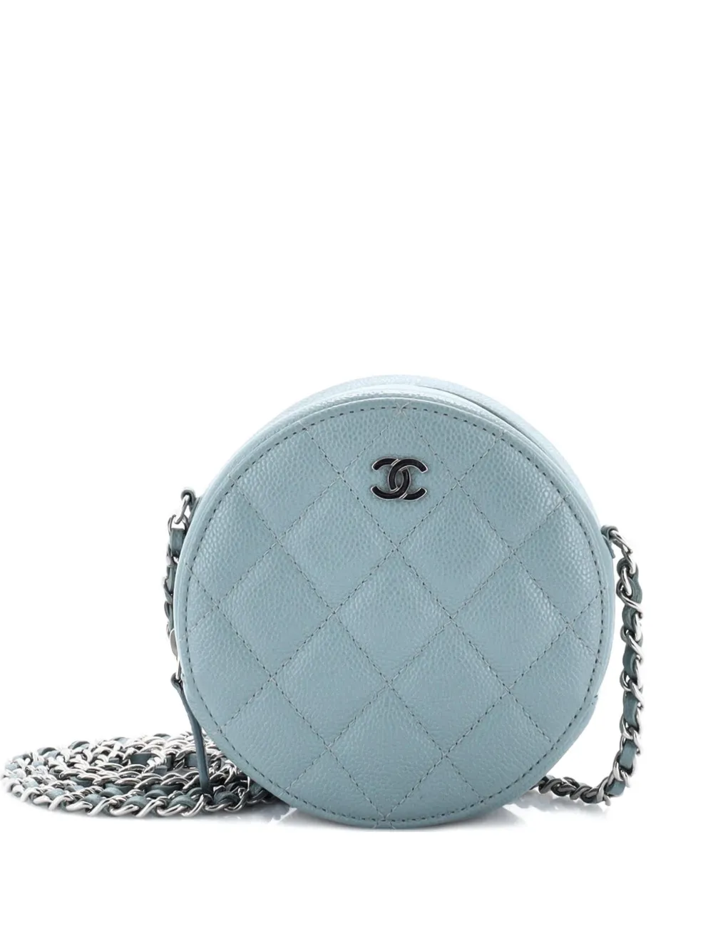 CHANEL Pre-Owned Round Clutch with Chain Quilted Caviar Mini crossbody bag - Blu