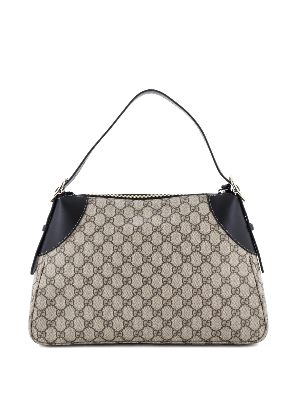 Gucci Pre-Owned Emblem GG Coated Canvas with Leather Large shoulder bag - Marrone