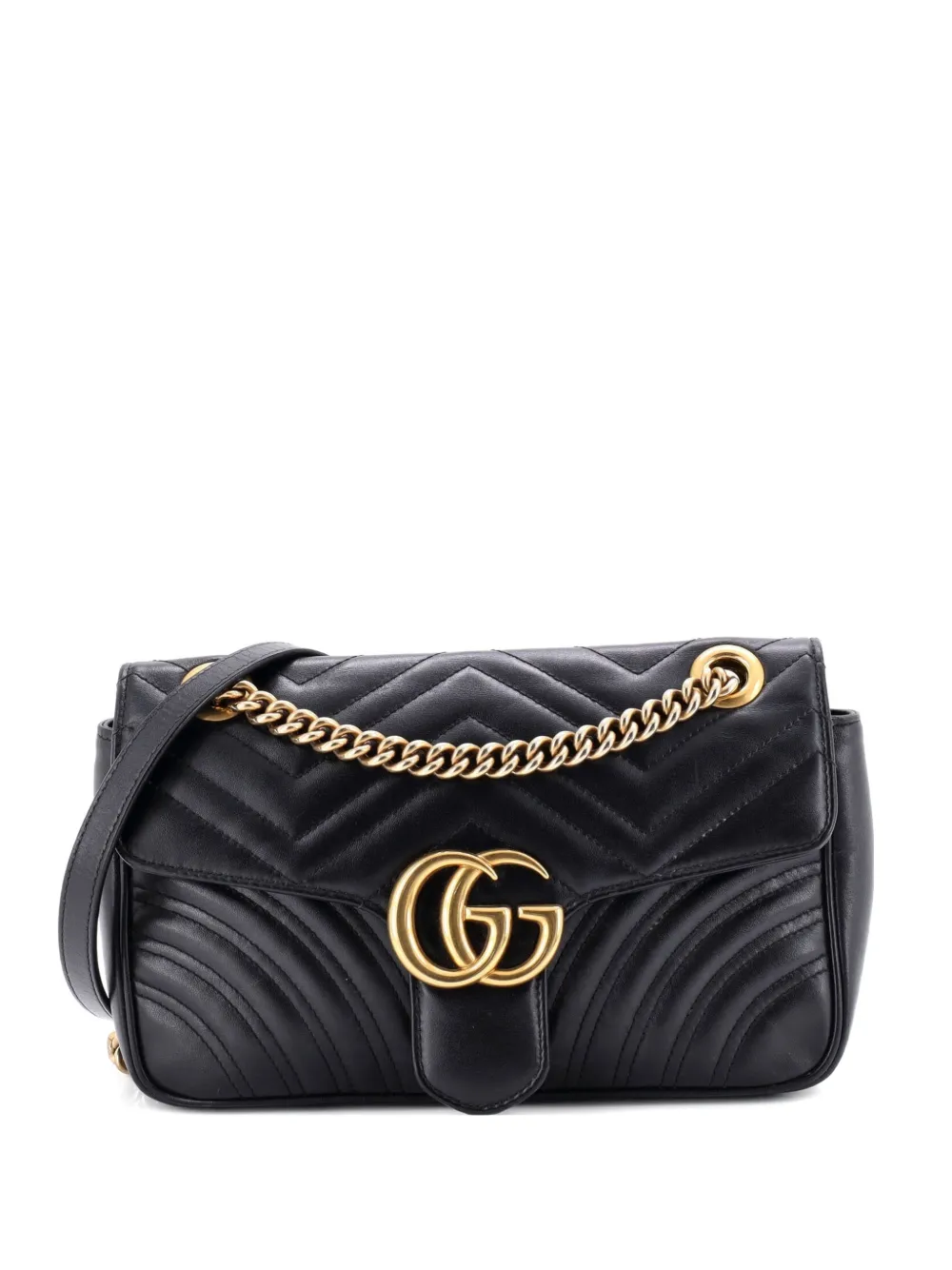 Gucci Pre-Owned GG Marmont Flap Bag Matelasse Leather Medium shoulder bag - Nero