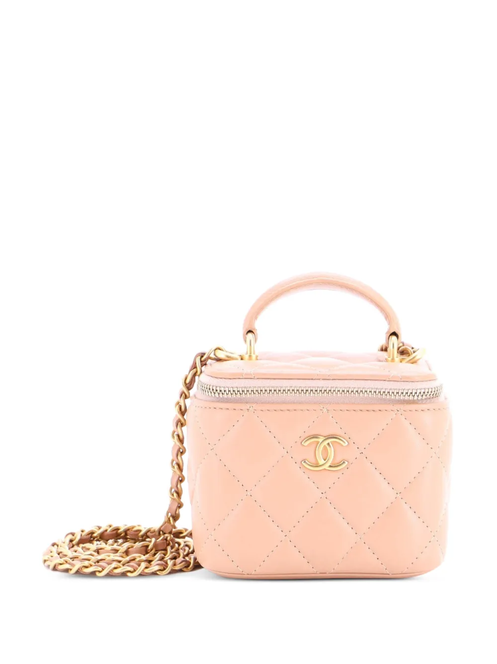 CHANEL Pre-Owned Classic Top Handle Vanity Case with Chain Quilted Lambskin Mini crossbody bag - Toni neutri
