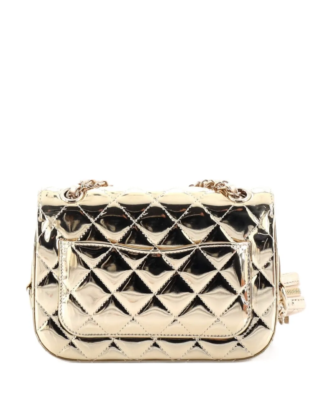CHANEL Pre-Owned Classic Single Flap Bag with Star Coin Purse Quilted Metallic Leather Mini shoulder bag - Oro