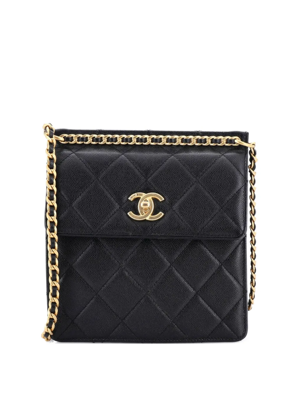 CHANEL Pre-Owned Top Chain CC Square Quilted Caviar Small crossbody bag - Nero