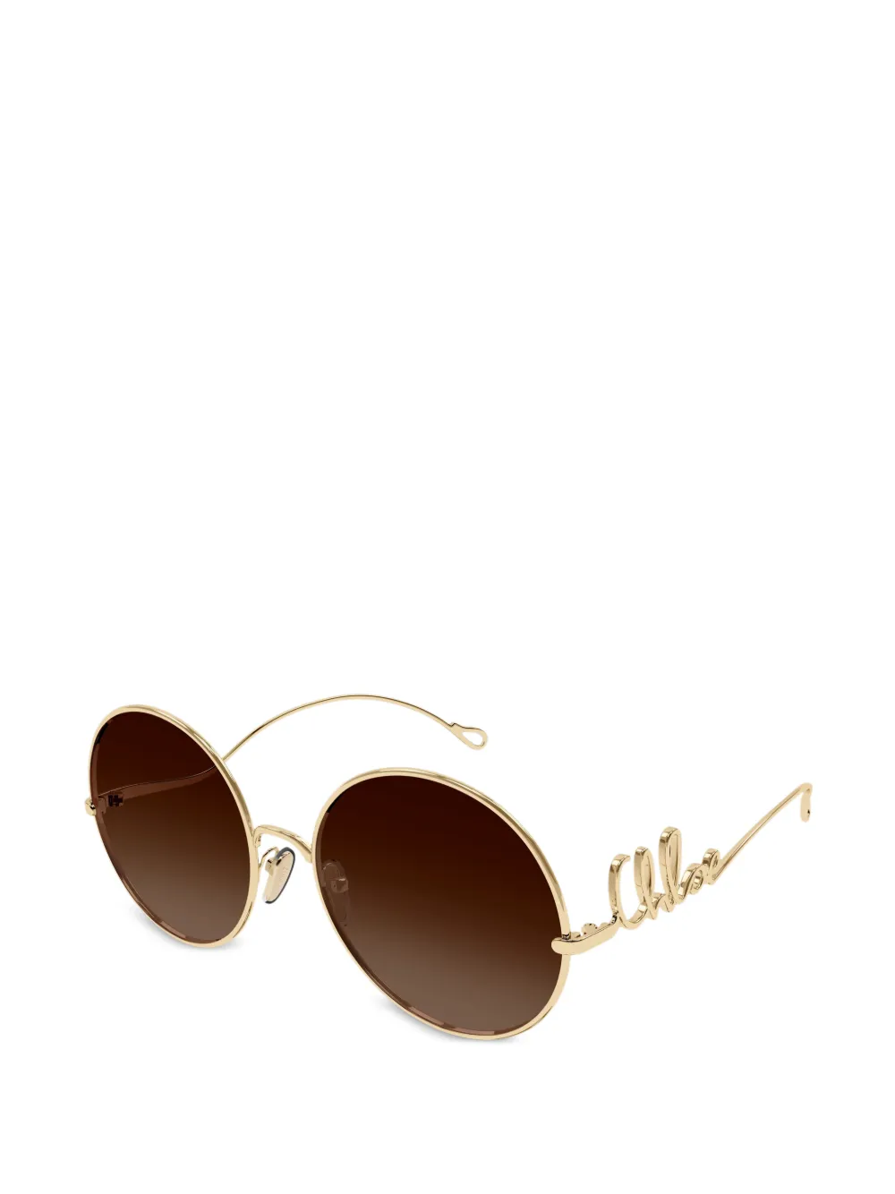 Chloé Eyewear logo-lettering round-frame sunglasses - Oro