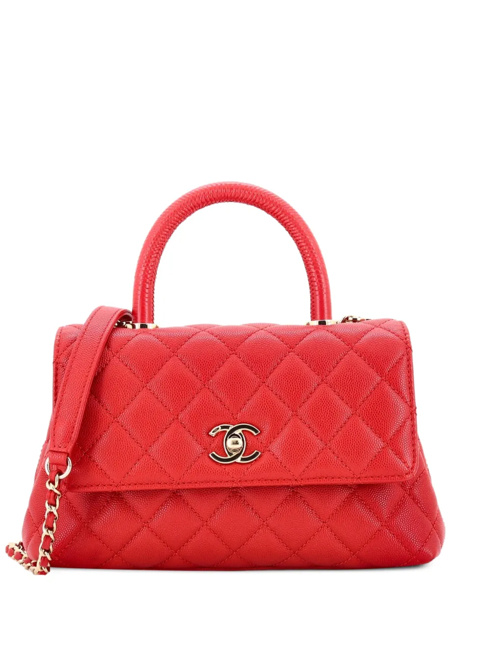 CHANEL Pre-Owned Coco Top Handle Bag Quilted Caviar Mini satchel - Rosso