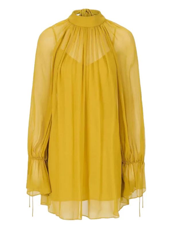 Staud Roux Rear Tie Fastening Dress - Yellow
